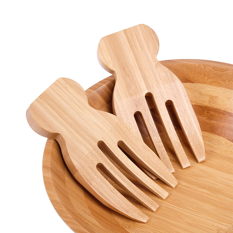 Kitchen Helper Gadgets - 2Pcs มือสลัดเซิร์ฟเวอร์สลัดไม้ไผ่ขนาดใหญ่ผลไม้พาสต้าสลัดผสมส้อมกรงเล็บทำอาหาร Helper เครื่องมือทำครัว Gadget