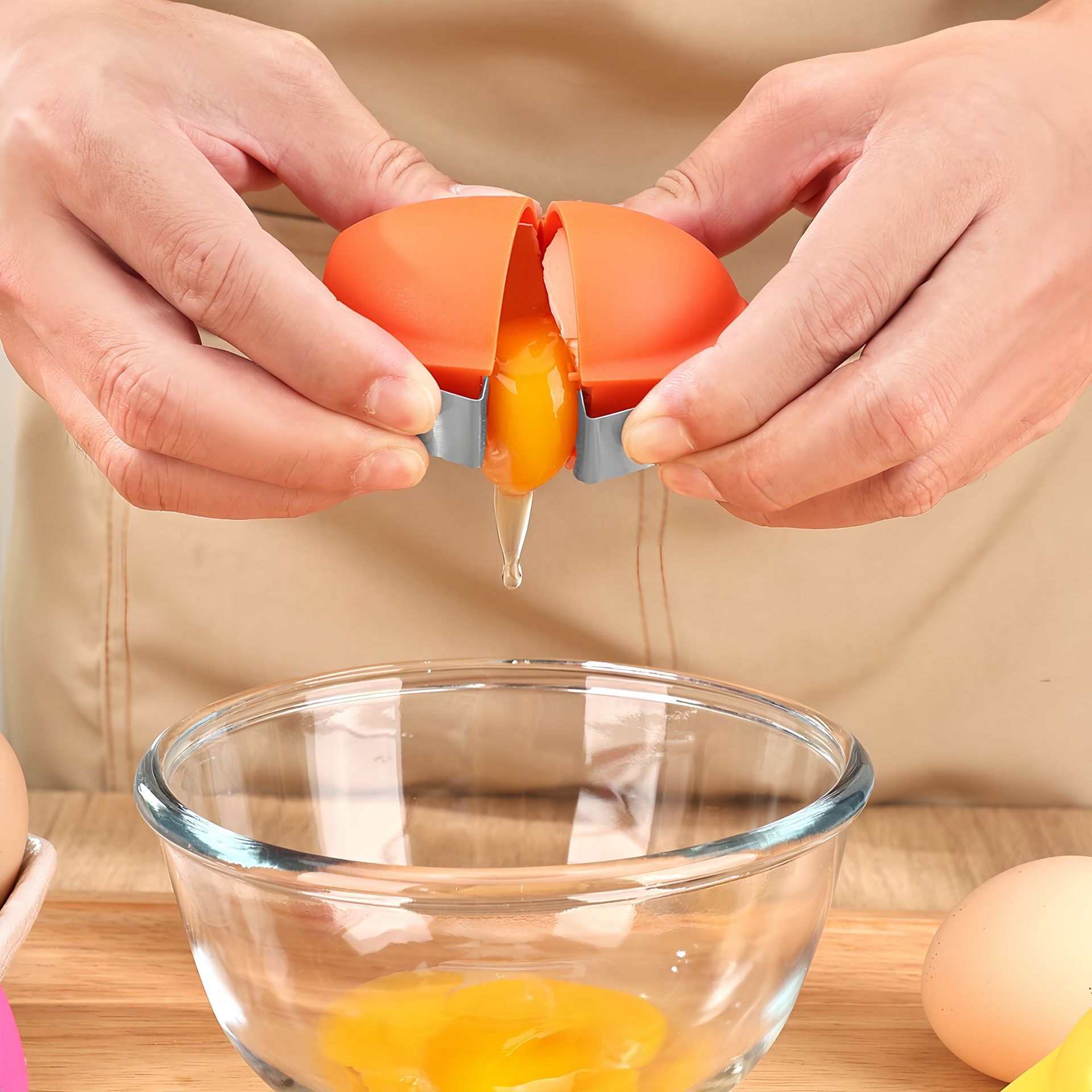 Egg Separator Tool - ที่เปิดเปลือกไข่แบบกด 1/3 ชิ้น, ที่แยกเปลือกไข่, ที่เปิดไข่แบบพกพา, ที่เปิดเปลือกไข่แบบมือถือสำหรับครัว,