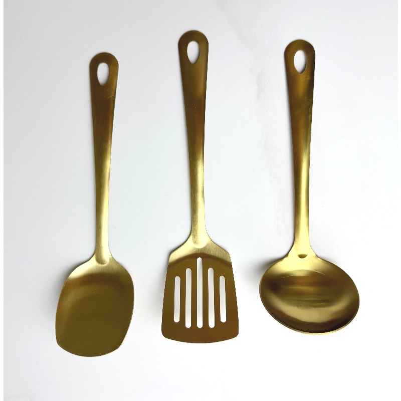 Kitchen Gadgets Gold - อุปกรณ์ทำอาหารสีทอง, อุปกรณ์ครัวสแตนเลสเคลือบทองไทเทเนียม, ตะหลิว, ทัพพี, ช้อนตักอาหาร