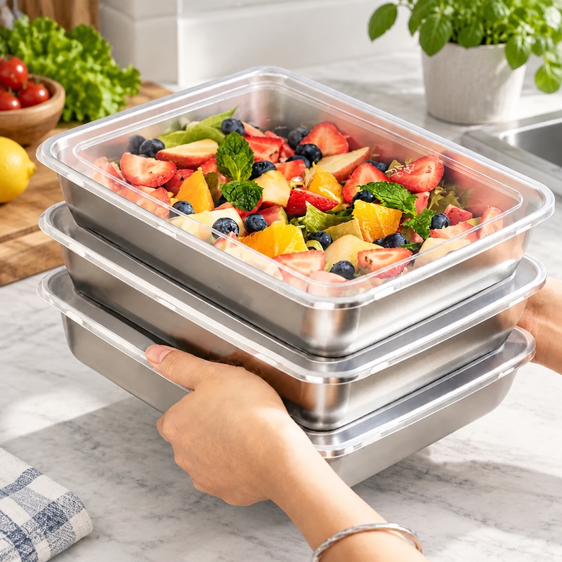 ชุดกล่องเก็บอาหารสแตนเลส 3 ชิ้ - Kitchen Gadgets Organizer บทวิจารณ์และราคา