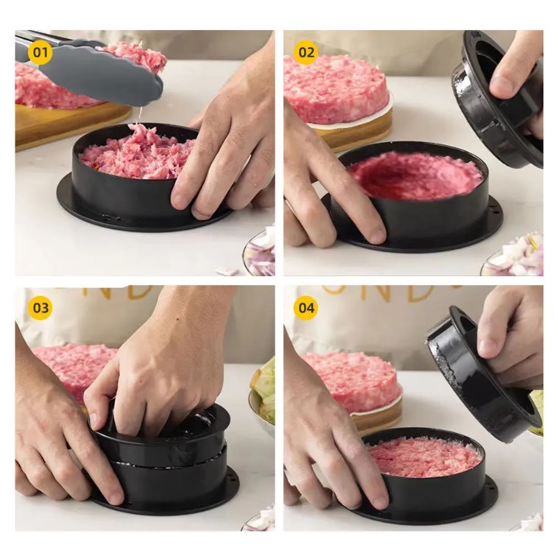 รอบเบอร์เกอร์เบอร์เกอร์กดเนื้อ - Kitchen Helper Gadgets บทวิจารณ์และราคา